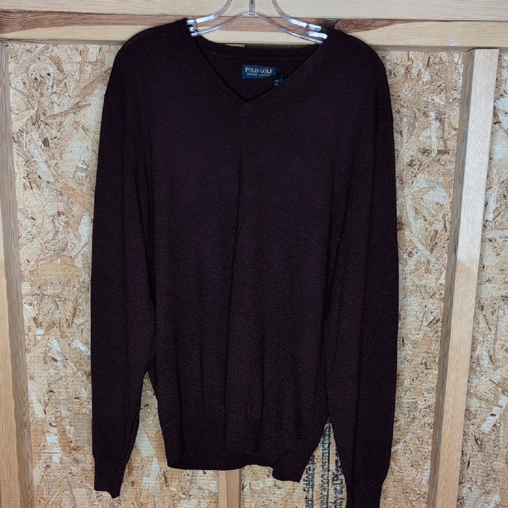 Polo Golf Ralph Lauren Men's Burgundy Pullover VNeck Sweater Size L NWT